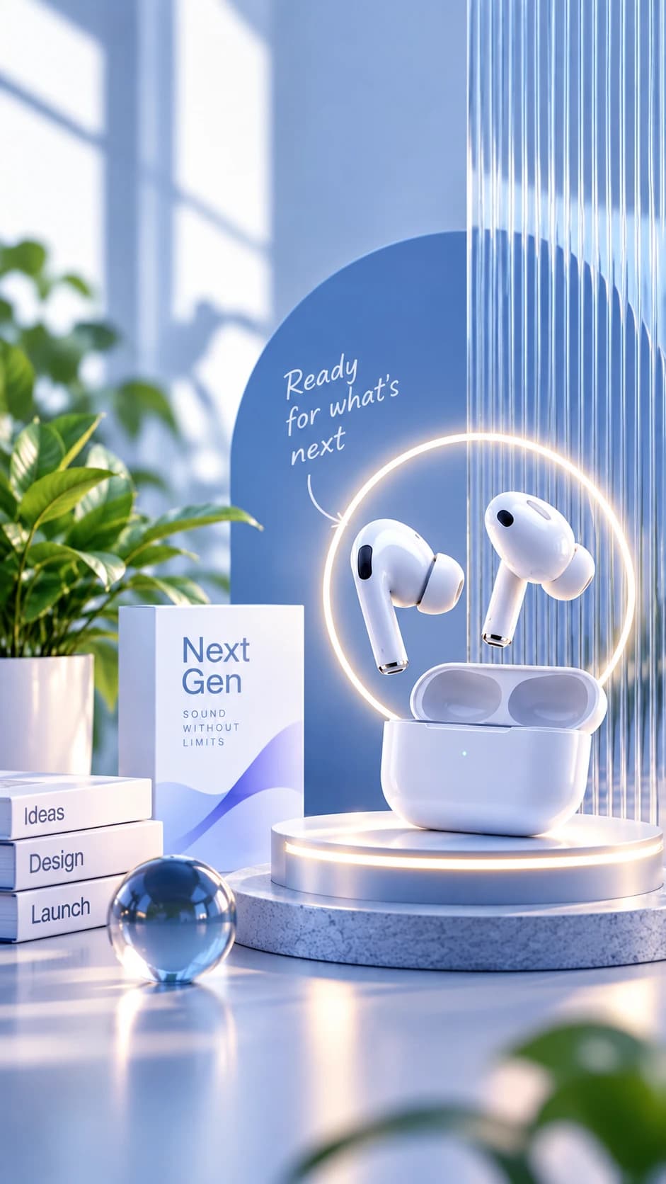 AI-generated wireless earbuds new drop poster