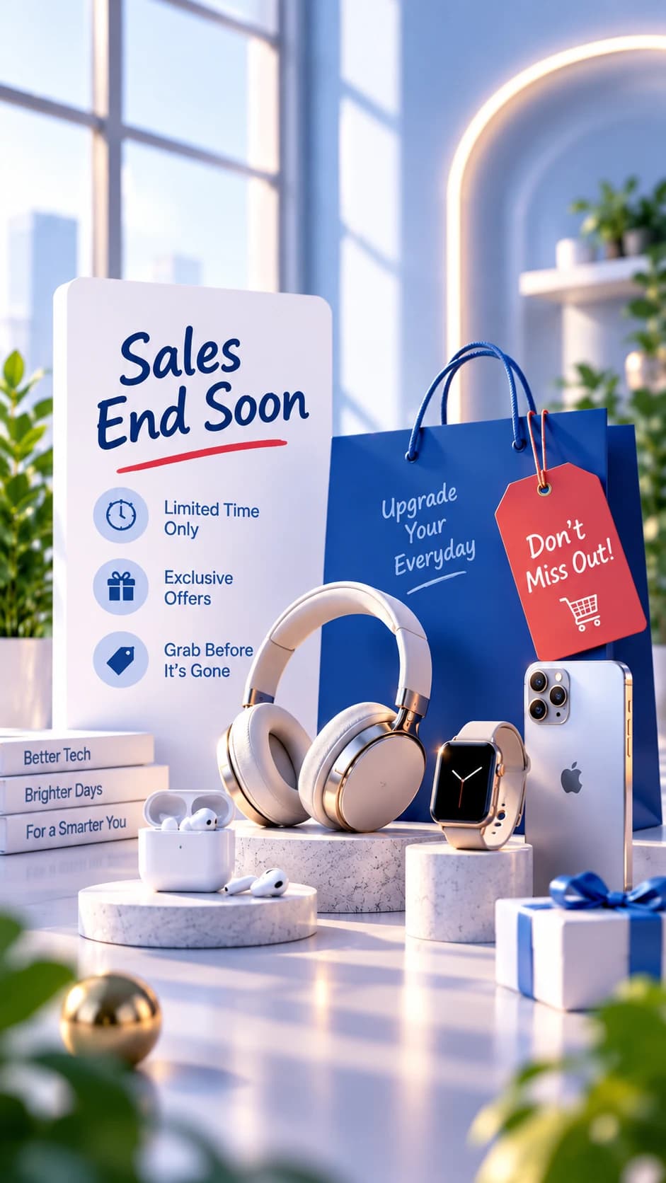 AI-generated wireless earbuds sale graphic