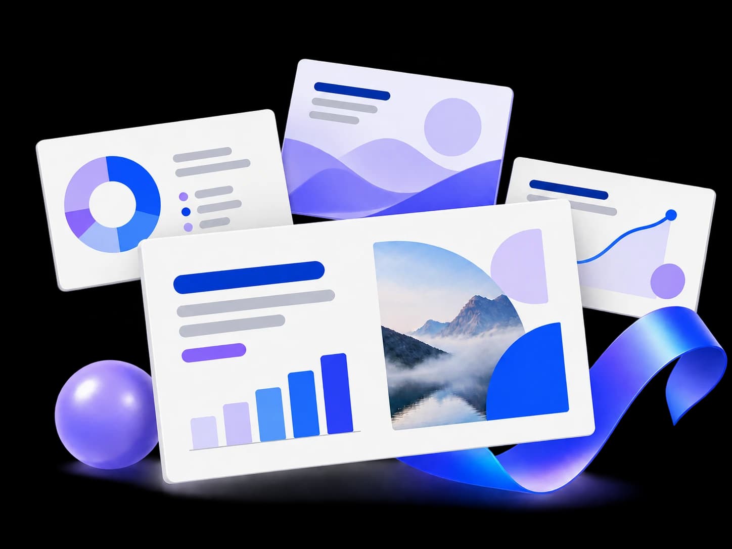 A polished collection of AI-generated presentation slides with charts and editorial layouts